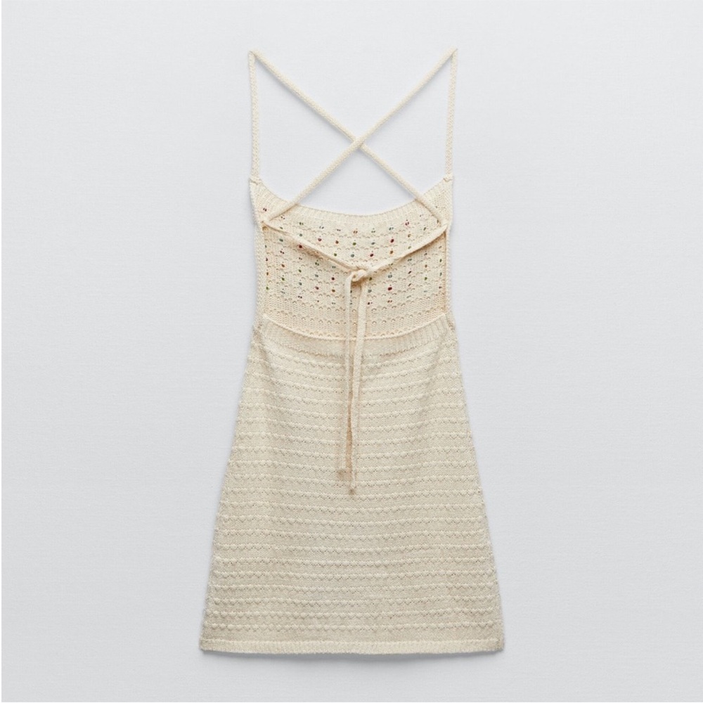 NWT Zara Knit Beaded Dress - Picture 3 of 9